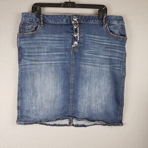 Maurices Size 1X Jean Mini Skirt Classic Frayed Denim Country Western Festival